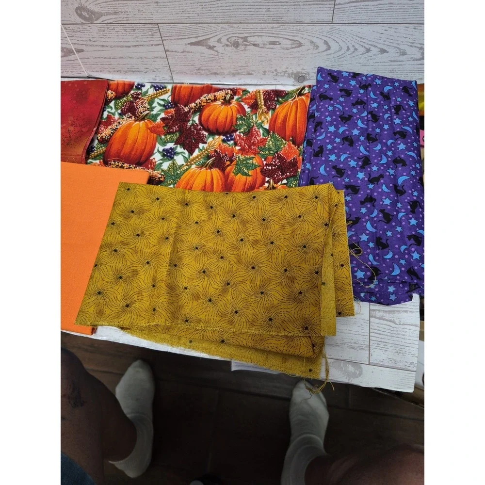 Halloween Fabric scraps variety for small craft projects quilting sewing 12 oz.